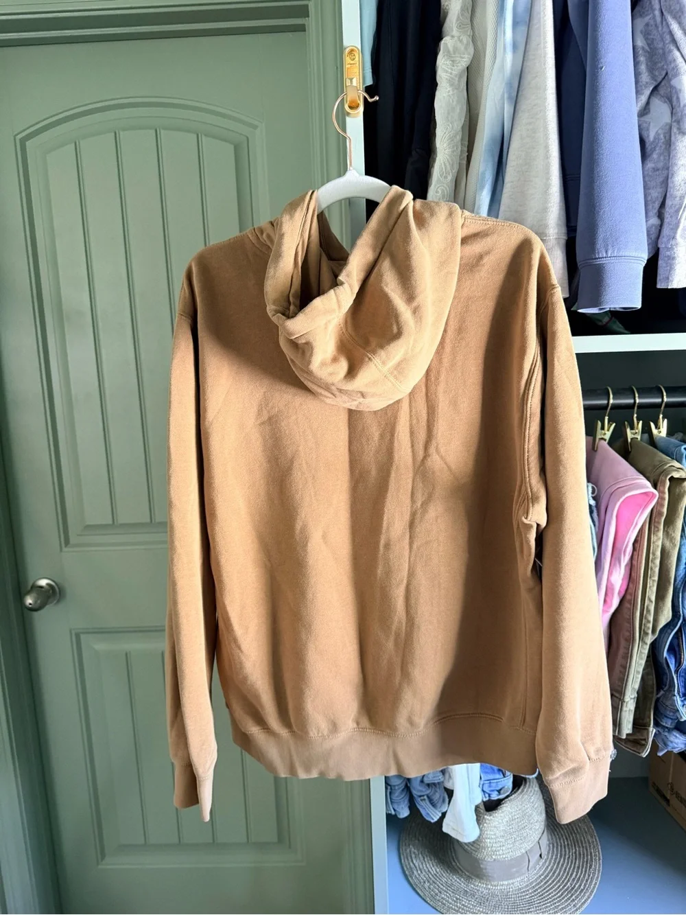 Nike Men's Club Fleece Tan Pullover Hoodie with White Logo